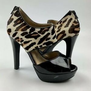 BCBG Harmony Peep Toe Leopard Pump Heels